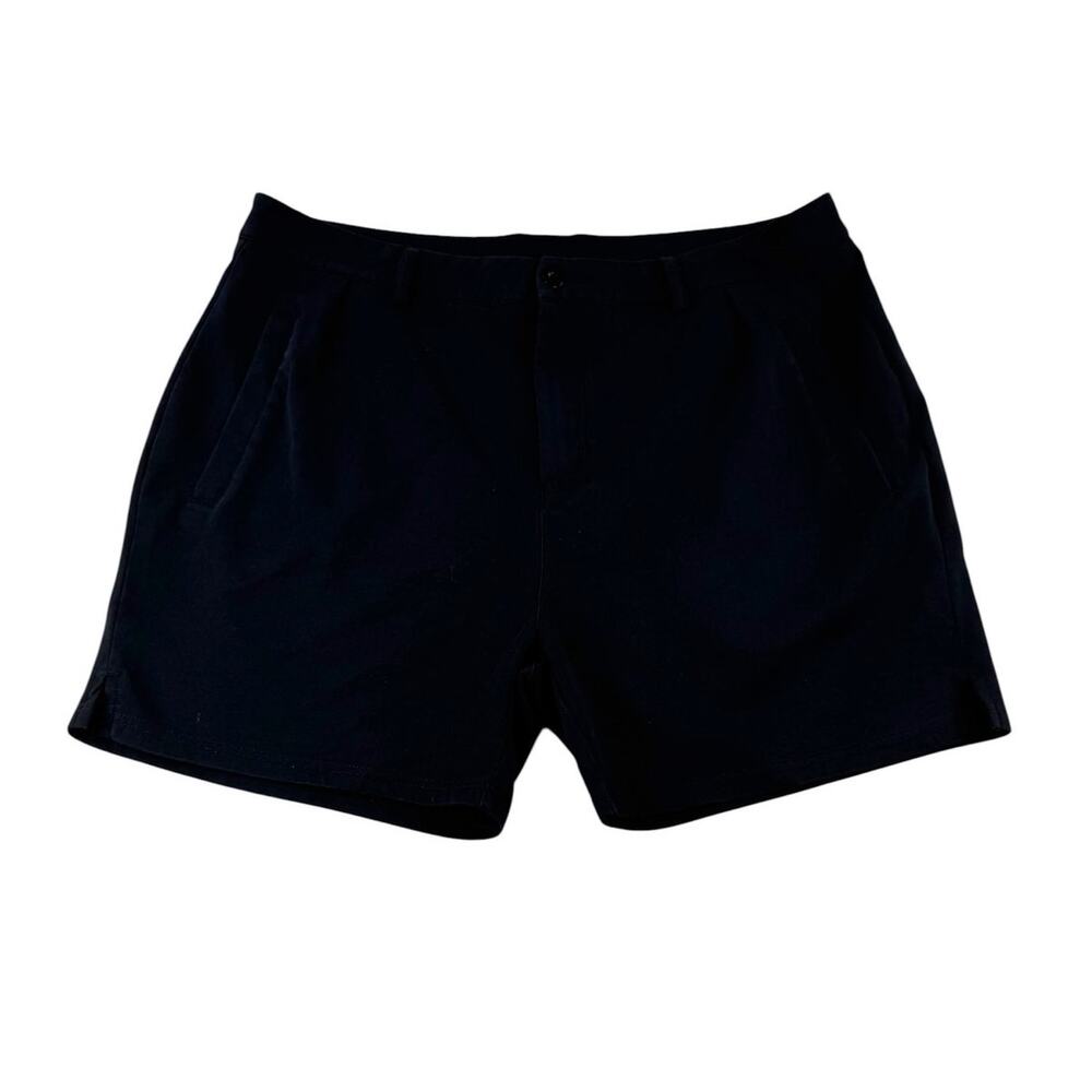 YoungLA Flat Front Chino Shorts Mens XXL Black Tailored Fit Casual Active 2XL